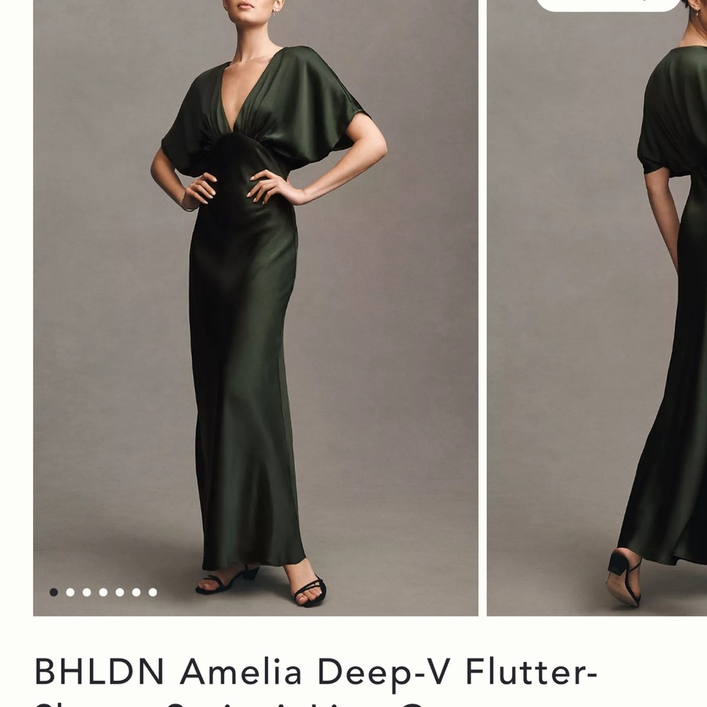 BHLDN Elegant Gown in Dark Green